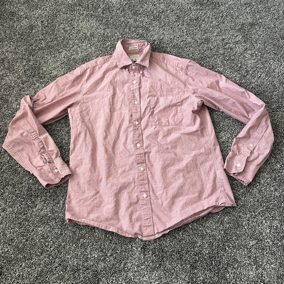 Other - J Crew Shirt Mens Medium Red Chambray Slim Untucked Stretch Button Up Casual